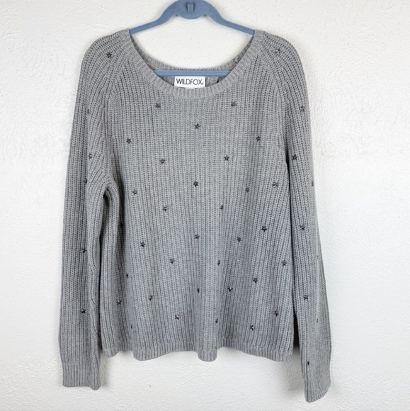 Wildfox Erica Star Studded Split Back Sweater Size S - Picture 3 of 11